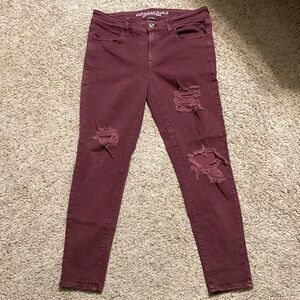 American Eagle Outfitters | Red Jegging Jeans Distressed Style